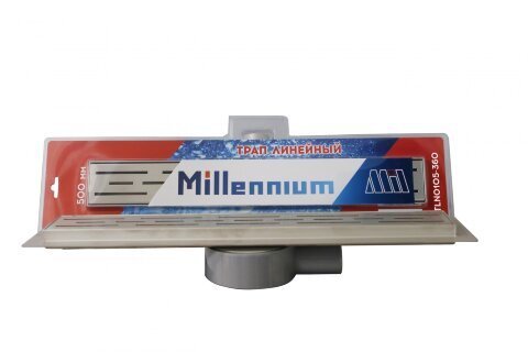 Душевой трап лоток 70 см, решетка BASE 360, Millennium, поворотный сифон, с сухим и гидрозатвором, корпус нержавеющая сталь